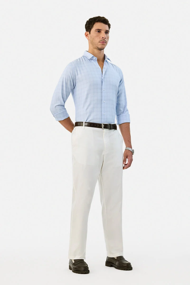 SNITCH White Linen Blend Relaxed Fit Trousers for Men | Best Price UAE